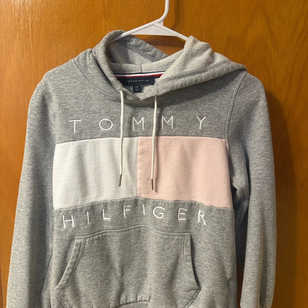 Tommy Hilfiger Gray and Pink Women’s Hoodie